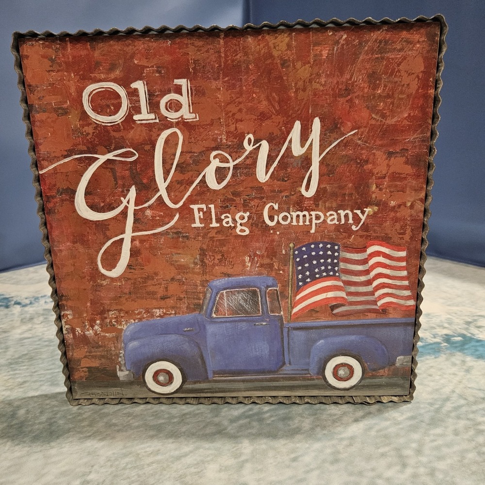 Old Glory Flag Company Rustic Farmhouse‎ 12" Square Wall Sign Truck Flag